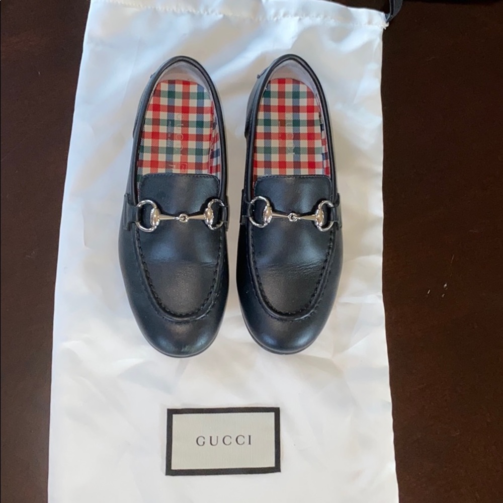 Gucci kids leather loafers black size 28